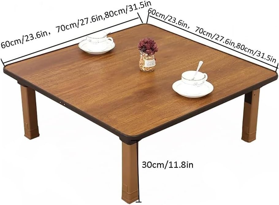 Japanese-Style Square Folding Tea Coffee Table, Low Table, Dining Table, Study Table, Small Desk, for Tatami Sitting On The Floor Bedroom Bay Window Tea Room (Size : 60x60cm)