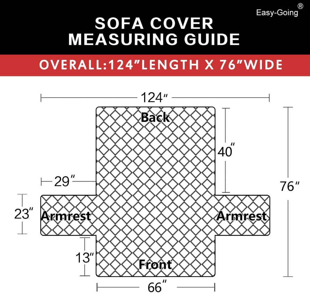 Easy-Going Reversible Couch Cover for 3 Cushion Couch Sofa Cover for Dogs Water Resistant Furniture Protector Cover with Foam Sticks Elastic Straps for Pet Cat (Sofa, Gray/Light Gray)